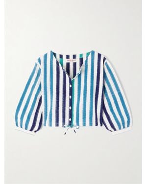 Emporio Sirenuse Jinny Cropped Striped Cotton Blouse - Blue