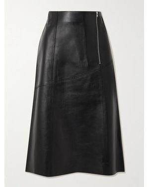Victoria Beckham Panelled Leather Midi Skirt - Black