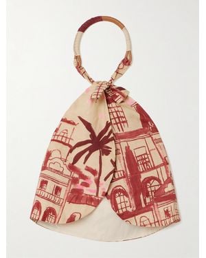 Johanna Ortiz The Root Leather-Trimmed Printed Linen Halterneck Top - Red