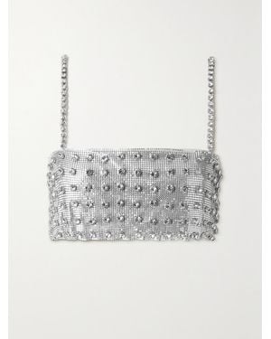 retroféte Kauren Cropped Embellished Chainmail Camisole - Metallic