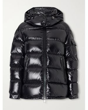 Moncler Maire Hooded Quilted Glossed-Shell Down Jacket - Black