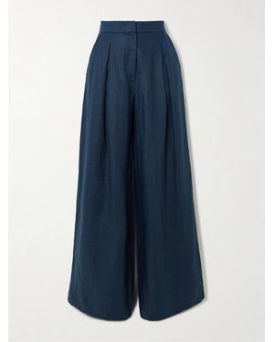 ANDRES OTALORA Una Metafora Pleated Linen Wide-Leg Trousers - Blue