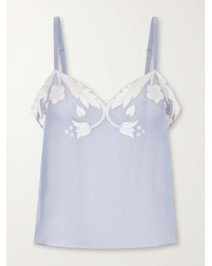 Anna Sui Embroidered Silk-Satin Camisole - Blue