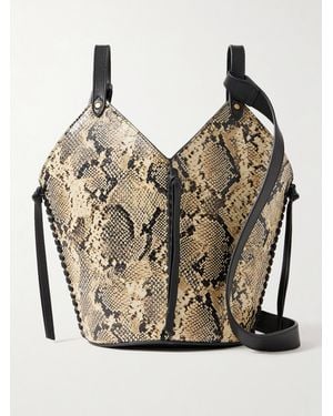 Isabel Marant Tampa Mini Beuteltasche Aus Leder Mit Schlangeneffekt - Grau