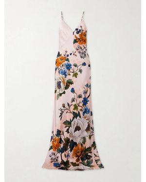 Borgo De Nor Floral-Print Satin-Crepe Maxi Dress - White
