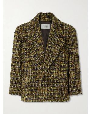 Saint Laurent Wool-Blend Bouclé Blazer - Green