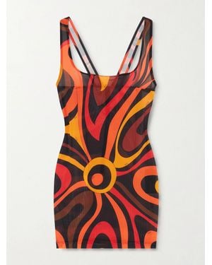 PUCCI Printed Mesh Mini Dress - Red