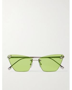 Fendi Rahmenlose, Silberfarbene Sonnenbrille Mit Cat-Eye-Gläsern Und Kristallen - Grün