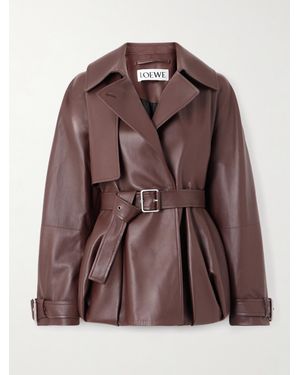 Loewe Lederjacke Mit Gürtel - Braun