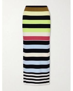 Christopher John Rogers Striped Double-Knit Maxi Skirt - White