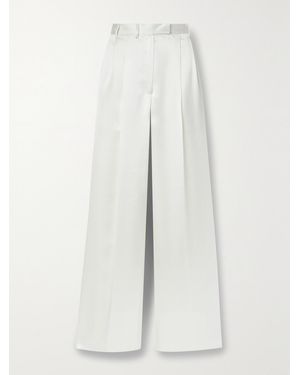 Christopher John Rogers Pleated Satin Wide-Leg Pants - White