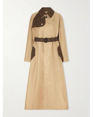 Sacai Belted Two-Tone Cotton-Blend Gabardine Trench Coat - Natural