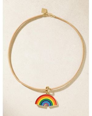 Lauren Rubinski 14-Karat, Enamel And Leather Necklace - Natural