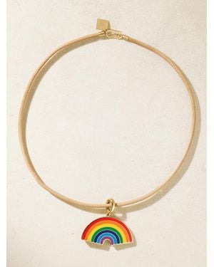 Lauren Rubinski Collier En Or 14 Carats (585/1000) Émail Et Cuir - Neutre