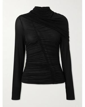 Magda Butrym Bluse Aus Stretch-Chiffon Mit Raffungen Und Cape-Effekt - Schwarz
