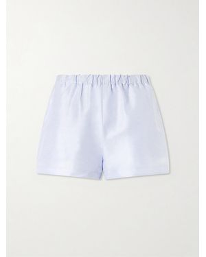 Cult Gaia Mori Linen And Silk-Blend Satin Shorts - Blue