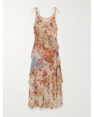 Zimmermann Awaken Ruffled Floral-Print Cotton And Silk-Blend Crepe De Chine Maxi Dress - Natural