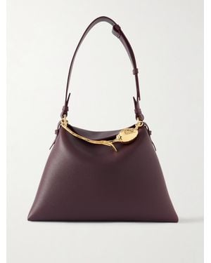 Erdem Bloom Large Embellished Textured-Leather Shoulder Bag - Purple