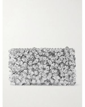 Jonathan Simkhai Reese Beaded Metallic Satin Clutch - Gray