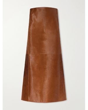 Alaïa Panelled Calf-Hair Midi Skirt - Brown