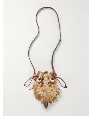 Anya Hindmarch Blowfish Leather-Trimmed Raffia Shoulder Bag - Natural