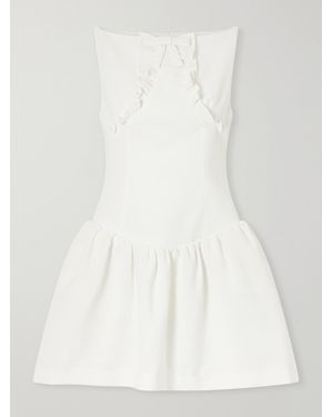 ShuShu/Tong Bow-Detail Ruffled Gathered Cady Mini Dress - White