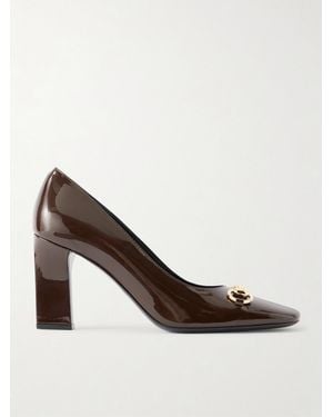Gucci Signora 85 Horsebit-Embellished Patent-Leather Court Shoes - Brown