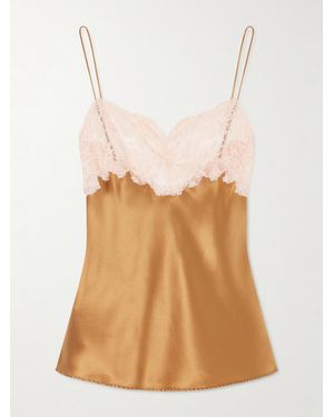Saint Laurent Lace-Trimmed Silk-Satin Camisole - Natural