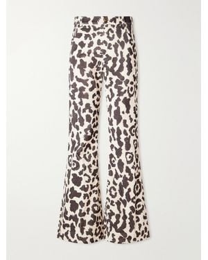 Alix Of Bohemia Bunny Leopard Steppe Cotton-Velvet High-Rise Flared Jeans - White