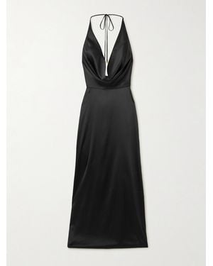 ÉTERNE Carla Neckholder-Maxikleid Aus Satin Aus Einer Seidenmischung - Schwarz