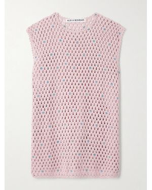 Alix Of Bohemia Nolan Embellished Crocheted Cotton Tunic - Pink