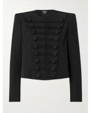 Balmain Spencer Button-Embellished Grain De Poudre Wool Jacket - Black