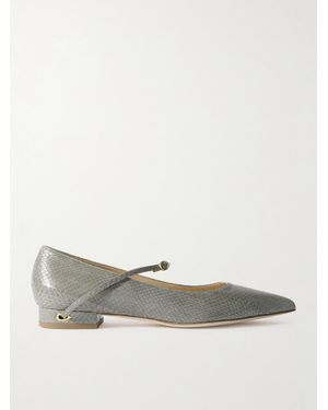 Jennifer Chamandi Lorenzo 20 Snake Leather Flats - Grey