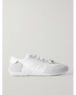 Roger Vivier Viv Low Sneakers Aus Leder Mit Velourslederbesätzen Und Stickerei - Natur
