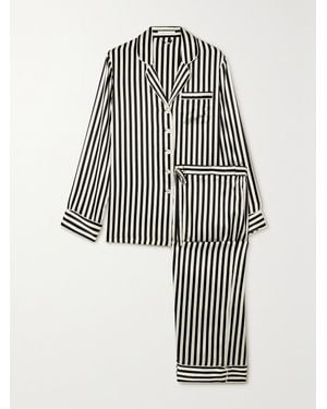 Olivia Von Halle Lila Striped Silk-Satin Pyjama Set - Black
