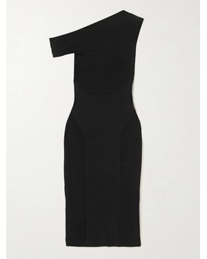 AZ FACTORY Mybody One-Shoulder Knitted Midi Dress - Black