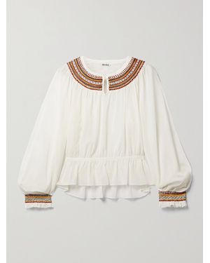 Bode Embroidered Cotton-Voile Blouse - Natural