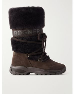 Bogner Alta Badia 8 Shearling-Trimmed Suede Ankle Boots - Black