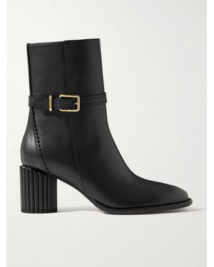 Zimmermann Eddie Buckled Scalloped Leather Ankle Boots - Black