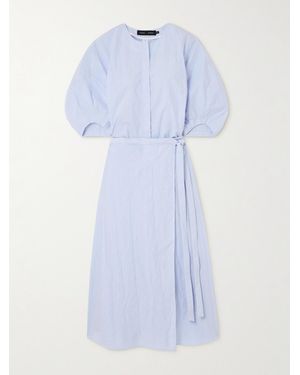 Proenza Schouler Alicia Crinkled Cotton-Blend Gabardine Midi Wrap Dress - Blue