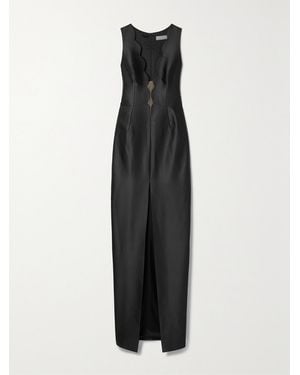 Rasario Scalloped Satin Gown - Black