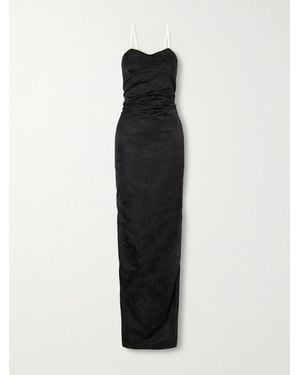 Colleen Allen Floral-Jacquard Cotton-Blend Maxi Dress - Black