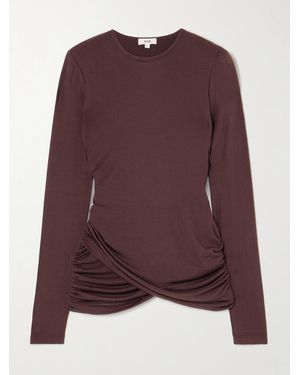 Agolde Eve Gathered Stretch-Lyocell Jersey Top - Purple