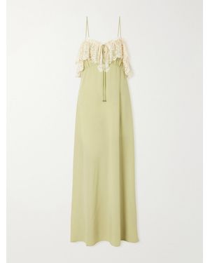 Chloé Lace-Trimmed Silk-Crepe De Chine Maxi Dress - White