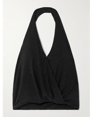 Deiji Studios Slub Linen And Lyocell-Blend Jersey Wrap-Effect Top - Black