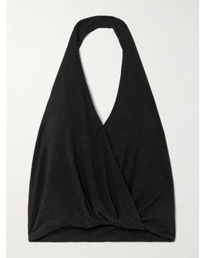 Deiji Studios Oberteil Aus Jersey Aus Einer Mischung Aus Flammgarn Aus Leinen Und Lyocell Mit Wickeleffekt - Schwarz