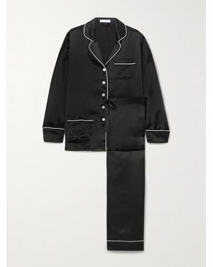 Olivia Von Halle Coco Silk-Satin Pyjama Set - Black
