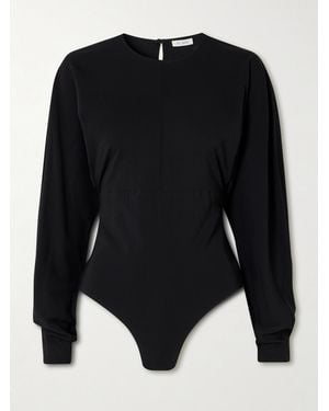 St. Agni Gathered Stretch-Crepe Bodysuit - Black