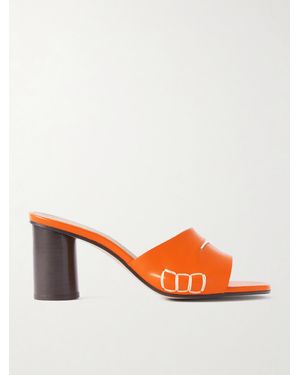JW Anderson Loafer Whipstitched Leather Mules - Orange