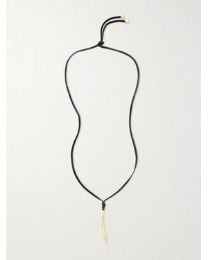 Bottega Veneta Collier En Plaqué Or Et Cuir - Noir